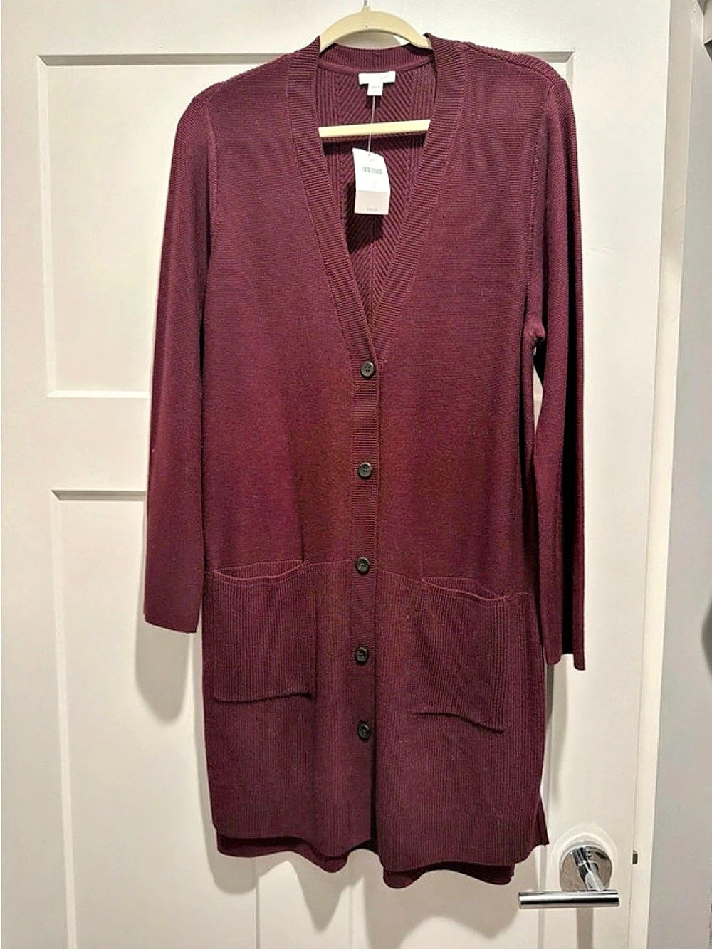 J.Jill Longline Button-Front Cardigan Burgundy Large